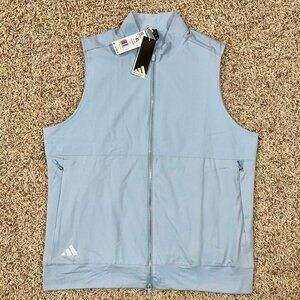 Adidas Men’s Ultimate365 Tour Fleece Full-Zip Vest Light Blue IM7899, Size XL